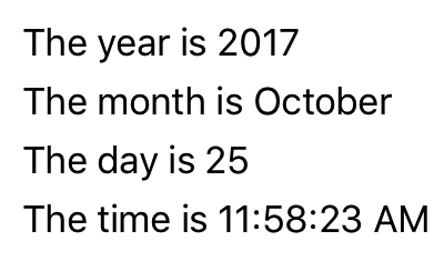 Captura de pantalla de una página que muestra la fecha y la hora.