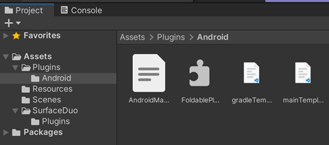 Screenshot shows Customized Android project configuration files in Unity.