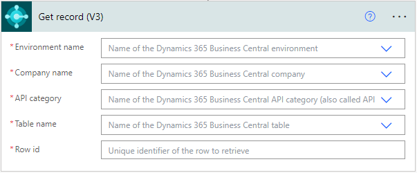 Shows the get record action in flow in Power Automate.