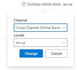 Opción Tienda en línea entre canales en el campo Canales después de que se habilita el uso compartido entre canales.