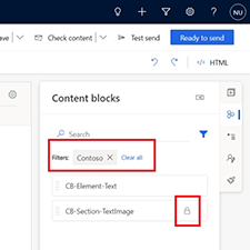 Búsqueda de etiquetas de bloques de contenido.