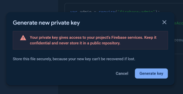 Clave del nuevo proyecto de Firebase.