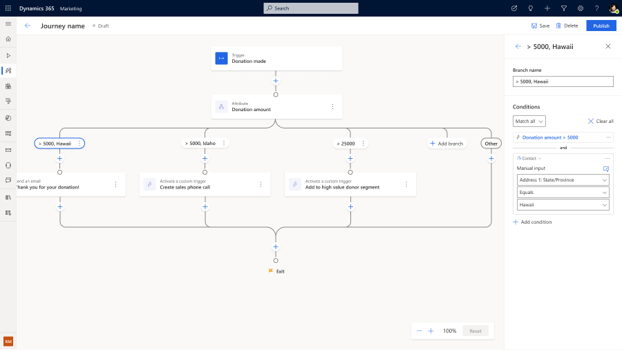 Captura de pantalla de mezclar y combinar tipos de ramificación