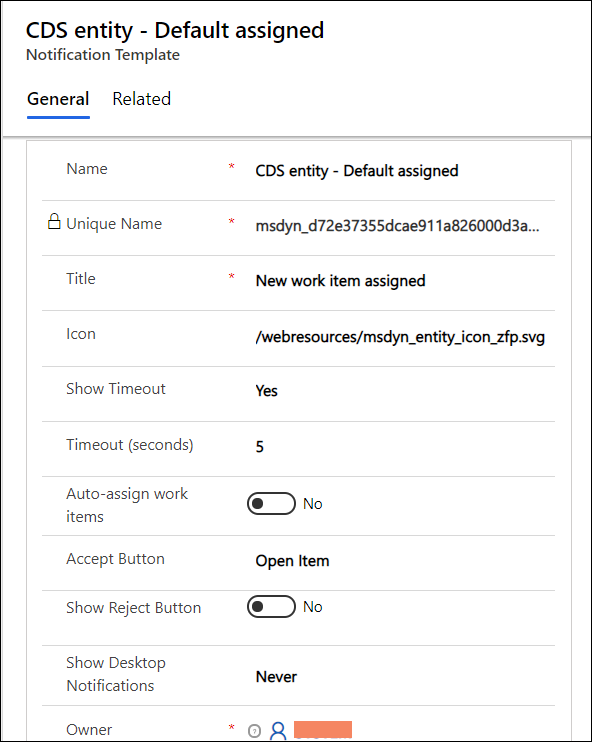 Crear plantilla de notificación.