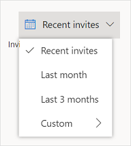 Captura de pantalla del filtro de invitaciones recientes.