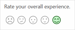 Ejemplo de una calificación de emoticonos con la cara más feliz seleccionada.