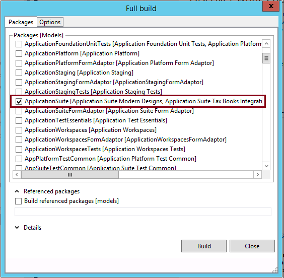 Full build dialog box in Visual Studio.