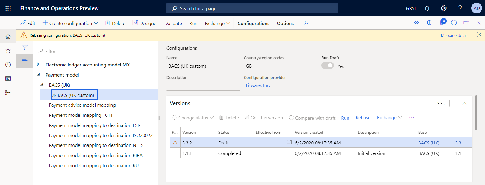 Configuración reorganizada con conflictos en la página Configuraciones.