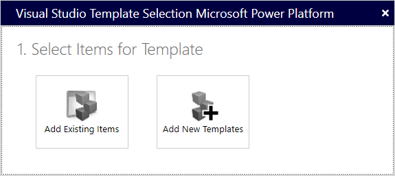 Select to add new templates in the Visual Studio Template Selection Microsoft Power Platform dialog box.