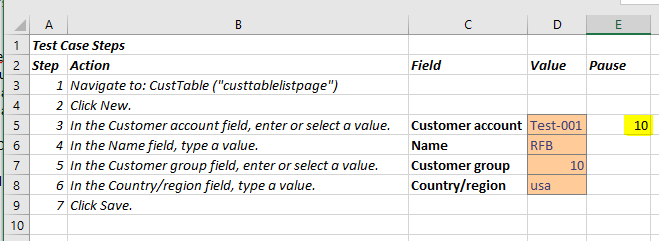 Pause set for Customer account field.
