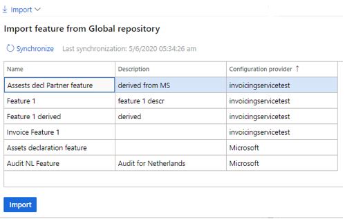 Importar característica de la página del repositorio global.