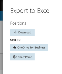 Exportación al cuadro de diálogo de Excel.