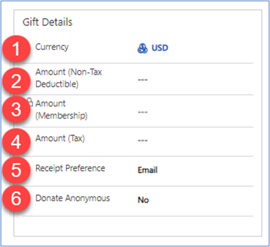 Work with the gift details tab of a transaction record.