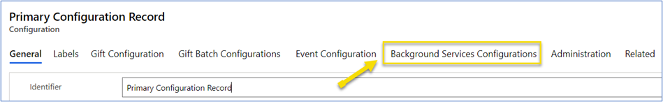 Select the Background Services Configurations tab.