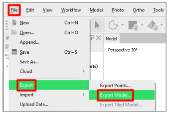 Comando Export Model.