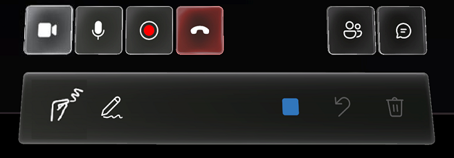 Captura de pantalla de la ventana Reunión y la barra de herramientas Anotar