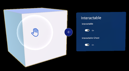 Captura de pantalla del icono de mano que aparece cuando la opción Interactivo está habilitada.