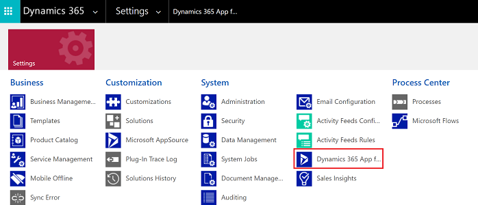 Ir a Dynamics 365 App for Outlook.