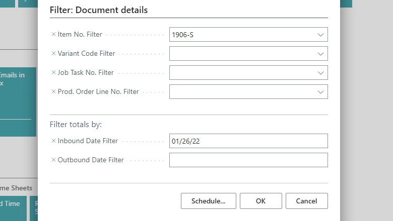 Crear almacenamiento/selección de inventario: filtros adicionales