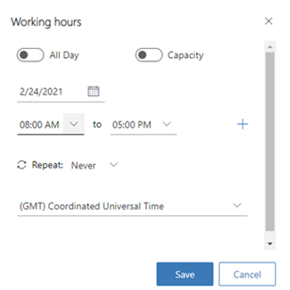 Captura de pantalla de la configuración del horario laboral.