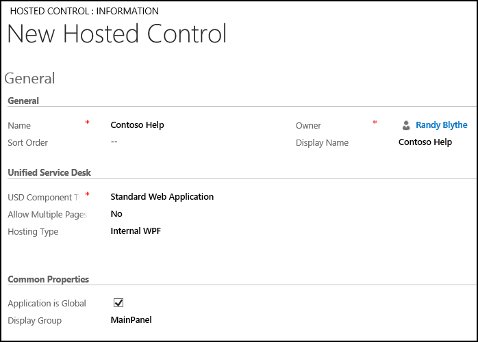 Control hospedado de aplicación web estándar.