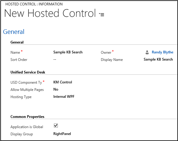 Crear un control hospedado Control de KM.