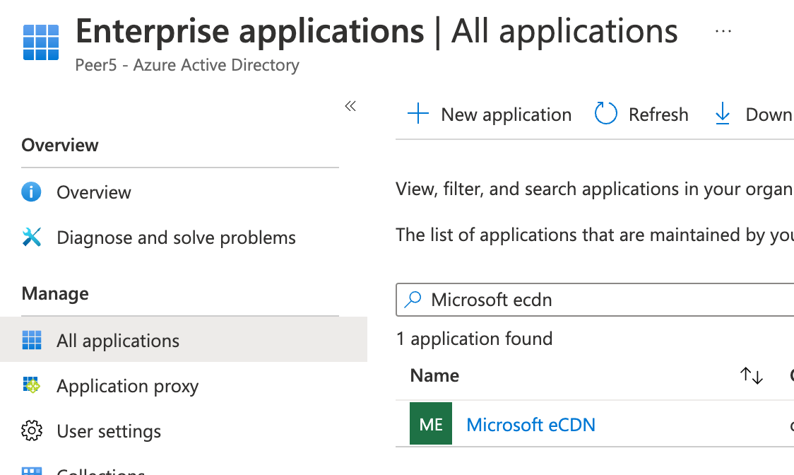 AAD Todas las aplicaciones que buscan Microsoft ecdn