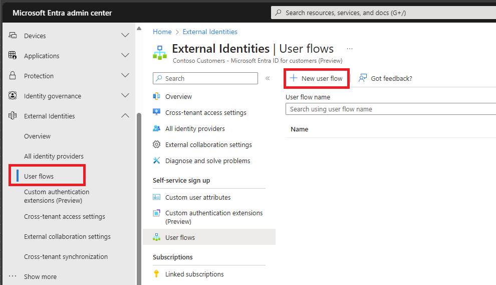 Captura de pantalla de la nueva opción de flujo de usuario.