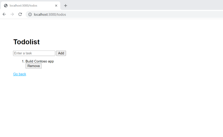 Captura de pantalla de la API de manipulación de lista de tareas pendientes.