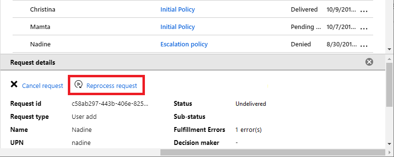 Volver a procesar una solicitud con errores