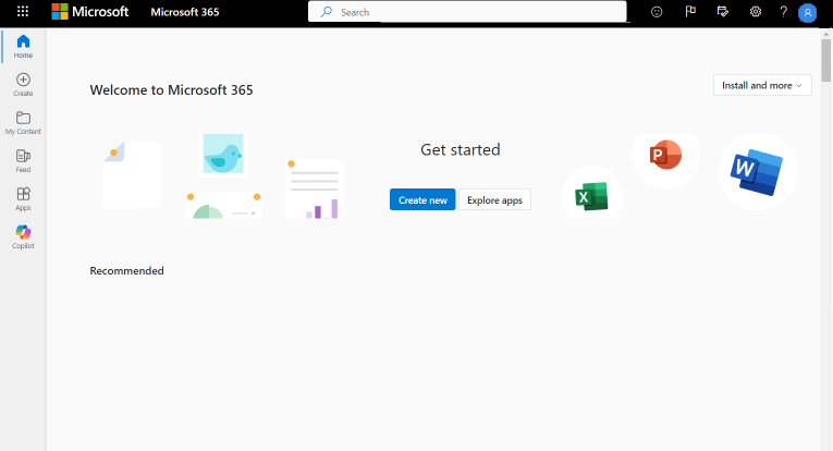 Captura de pantalla de la página principal de Microsoft.