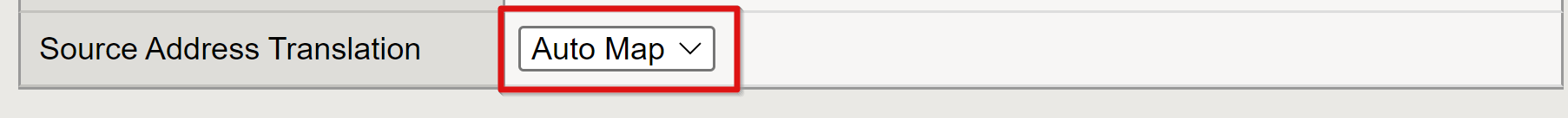 Captura de pantalla de la entrada Source Address Translation (Traducción de direcciones de origen).