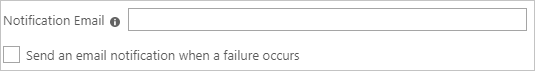 Captura de pantalla parcial que muestra el cuadro de texto Correo electrónico de notificación y la casilla Notificación por correo electrónico.