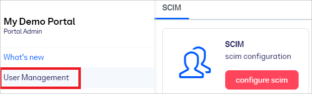 Captura de pantalla en la que se muestra SCIM Admin (Administración de SCIM) en getAbstract.