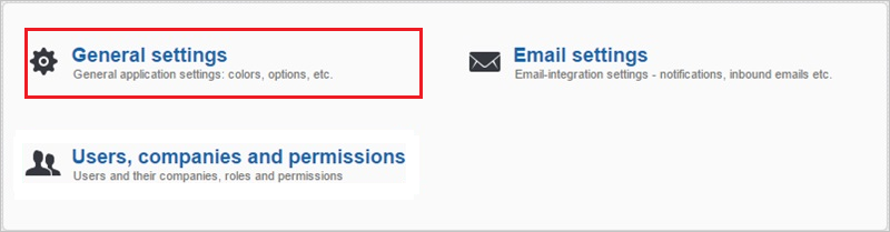 Captura de pantalla que muestra el vínculo Configuración general.