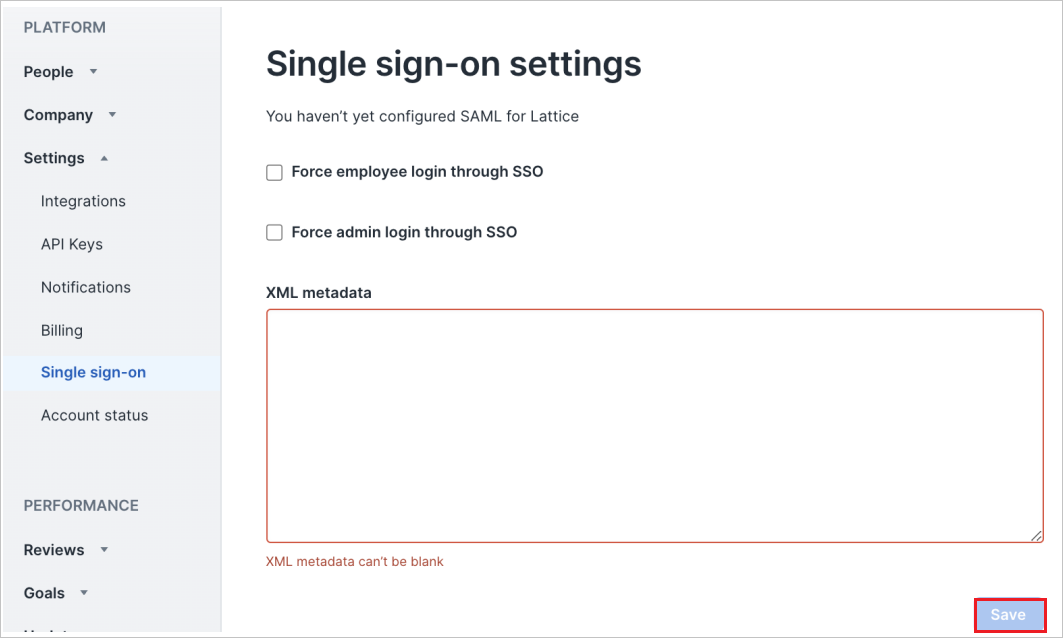 Captura de pantalla que muestra los valores de configuración.