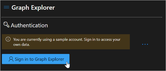 Captura de pantalla de la página de inicio de sesión del explorador de Microsoft Graph.