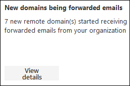Nuevos dominios que se reenvía información de correo electrónico en el panel de Insights.