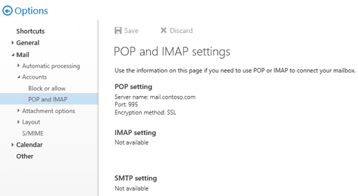 Habilitación y configuración de POP3 en un servidor exchange