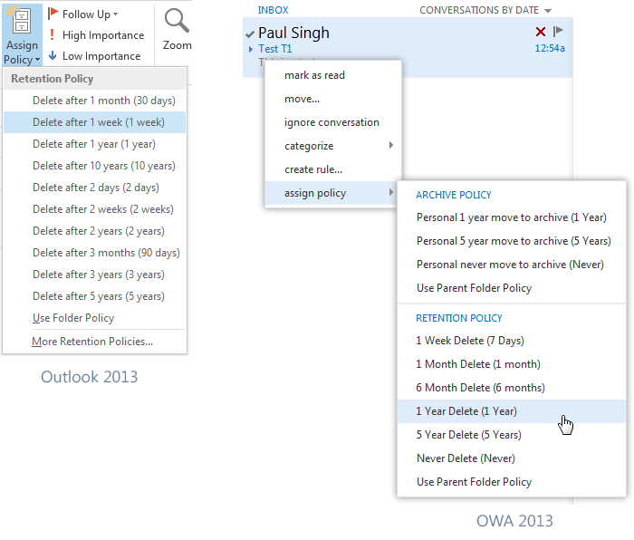 Etiquetas personales en Outlook 2010 y Outlook Web App.