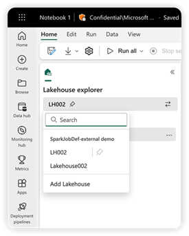 Captura de pantalla que muestra una lista de archivos disponibles en la vista Lago.