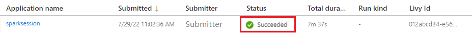 Screenshot showing where Succeeded status appears.