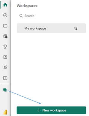 Screenshot showing where to select Workspaces and create a new workspace.