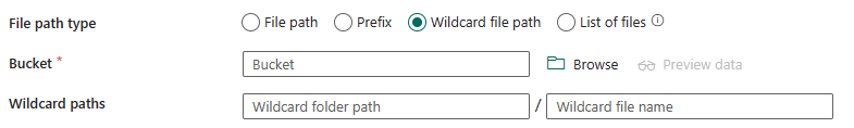 Screenshot showing how to configure wildcard file path.