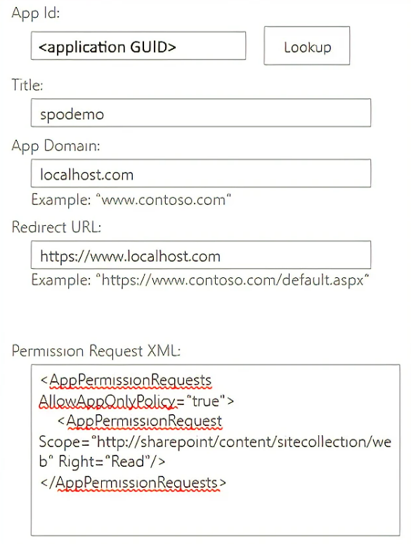 Captura de pantalla que muestra el XML de la solicitud.