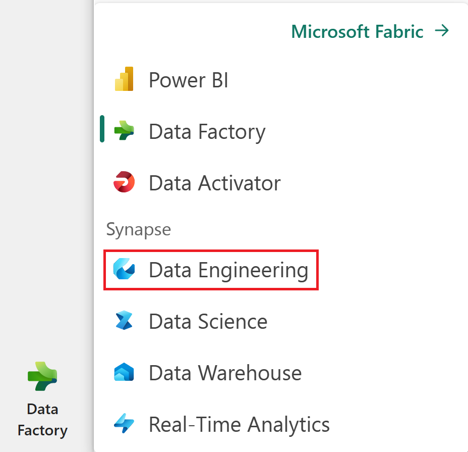 Captura de pantalla de la experiencia de Ingeniería de datos.