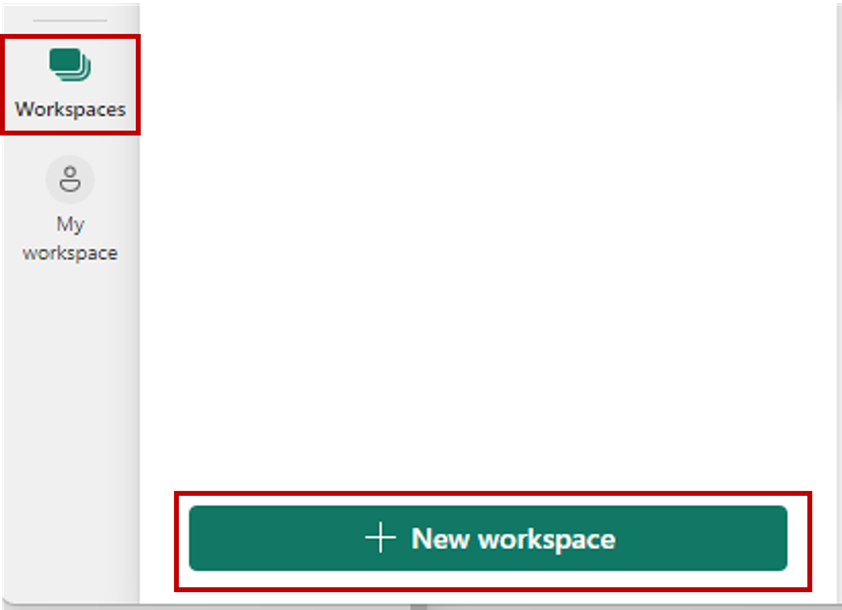 Captura de pantalla de la opción Crear un área de trabajo.