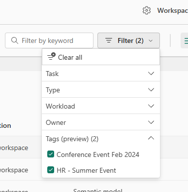 Captura de pantalla que muestra el filtro de etiquetas.