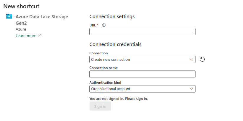 Captura de pantalla que muestra la especificación de dirección URL en el asistente para acceso directo.