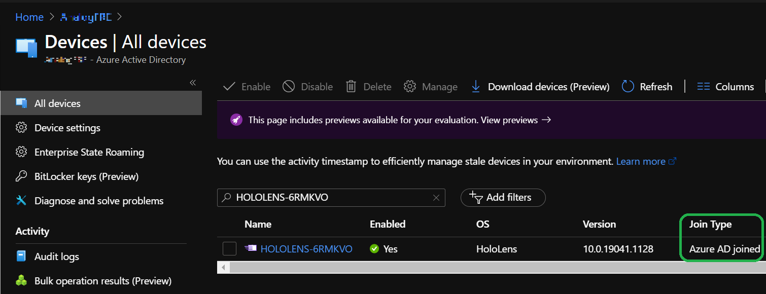 Compruebe el tipo de combinación en el identificador de Microsoft Entra.